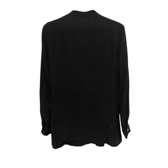 Loco Lindo Pintuck Button Up Shirt‎ Women Size Small Black V-neck Boho Flowy - Picture 2 of 5